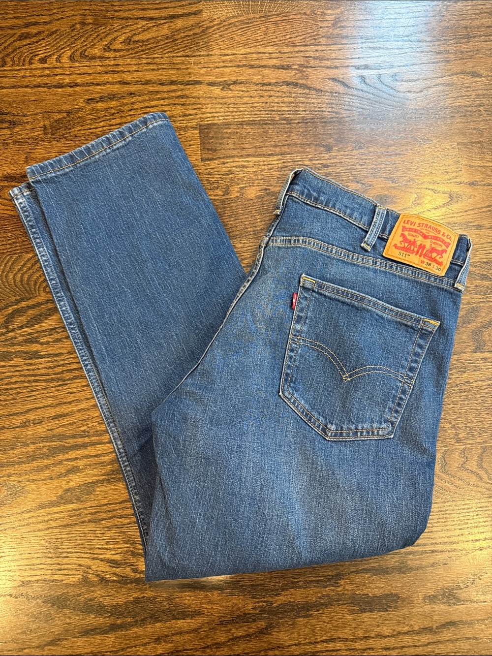 Levi's Straight Fit Blue Denim Jeans 511 38x30 new